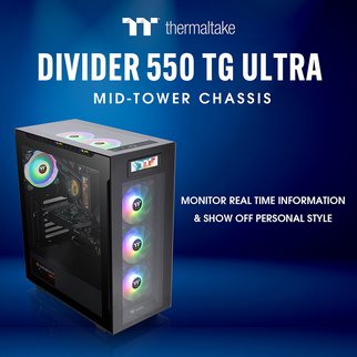 La nueva caja semitorre Thermaltake Divider 550 TG Ultra cuenta con una  pantalla LCD para monitorizar tu PC